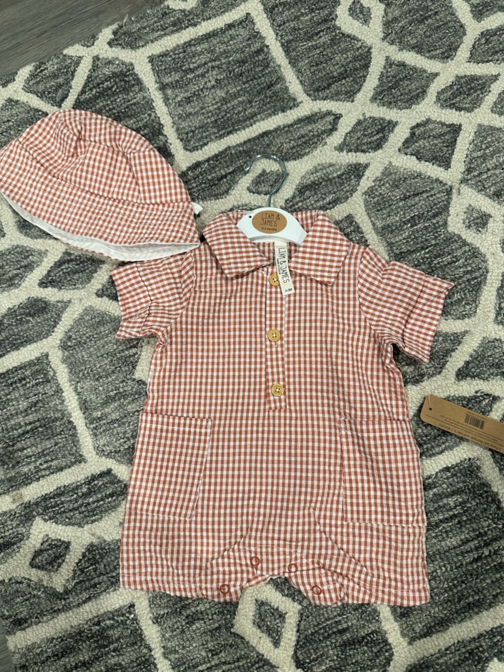Liam & James Baby Romper with Matching Hat